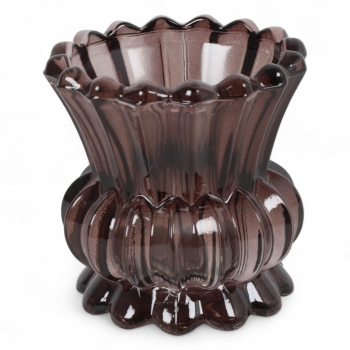 PORTACANDELA VETRO ANNEMARIE MARRONE H.7.5